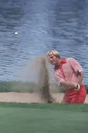 Golf US Open Jack Nicklaus in action from sand at Medinah CC Medin- Old Photo