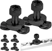 L-Track Double Lug Threaded Stud Nut Fitting Tie Down, Used with L Track Rails for Truck Bed or Trailer Cargo Control, Bearing 6000 LBS Heavy Duty Steel, Pack of 6, Black