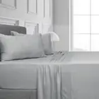 Algodon Silver Queen Bed Bamboo Fitted Sheet w/ 2x Pillowcases Set Home Bedding