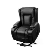 Artiss Massage Recliner Chair Reclining Chair Single Sofa Black Leather