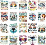 INCOK Cruise DTF Transfers Heat Ready to Press - 20 Sheets Cruise Essentials 2025 Iron on Transfers Iron on Patches Vinyl Design for Vacation Trip Clothing T Shirt Hat Pillow Bag DIY Costume