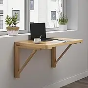 Floating Wall Desk for Small Spaces Wall Mounted Folding Desk with Fold Down Tabletop Compact Workbench for Kitchen Laundry Room Bathroom Bedroom Space Saving Design (70x50cm)