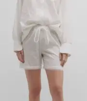 $105 Andine Women's White Striped Lace-Trim Mazy Shorts Sleepwear Size S