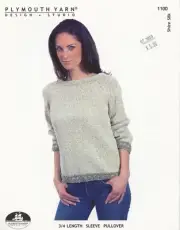 Plymouth Yarn KNITTING PATTERN 1100 Shire Silk 3/4 Length Sleeve Pullover Women