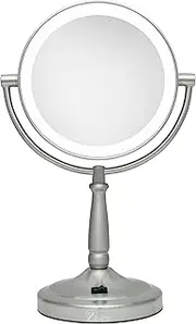 Zadro 9" Round LED Makeup Mirror with Lights and Magnification 5&10X/1X AA Battery Operated Swivel Lighted Makeup Mirror