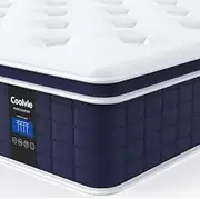 [Coolvie] 12 Inch King Size Mattress, Firm Feel Fiberglass Free Hybrid Mattress for Extra Lumbar & Hip Support, Cooling Knit Fabric Cover- King Mattress in a Box, CertiPUR-US Certified-80x76x12 inch