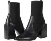 STEVE MADDEN Tackle Block-Heel Knit Sock Booties in Black. Size 8 Floor Sample