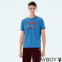 在飛比找momo購物網優惠-【PLAYBOY】羅紋袖運動T恤(藍色)