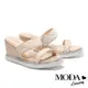 拖鞋 MODA Luxury 夏日配色編織楔型厚底拖鞋－米