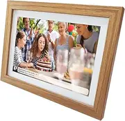 DENVER PFF-1542LW 15.6 Inch Wifi Digital Photo Frame with Touch Screen - Oak Wood Frame, Send Photo & Videos by App - IPS Display - Very Easy To Use