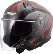 LS2 OF603 Infinity II Carbon Urus Jet Helmet, carbon-red, Size XS for Men Carbon Red