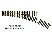 PIKO 35227 R7 TRACK SWITCH RIGHT 22.5° (G-SCALE) For Accucraft + USA Trains