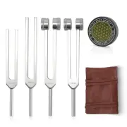 Tuning Forks for Healing Set – Includes 128Hz, 136Hz, 256Hz, 384Hz & Activato...