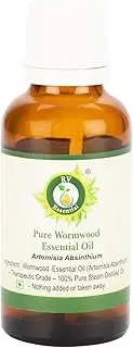Wormwood Essential Oil | Artemisia Absinthium | Wormwood Oil | Pure Wormwood Oil | 100% Pure Natural | Steam Distilled | Therapeutic Grade | 10ml | 0.338oz By R V Essential