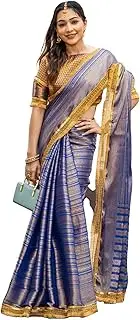 [FASHION BAZAR 365] Women's Mysore Borcade Silk Triple Jari Woven Dual Lace Work Saree 12318, 1