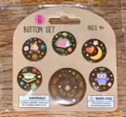 NEW Girl Scouts GCNWI 6 Camp Buttons Set Smores, Fire, Tent, Moon, Owl,Camp Name