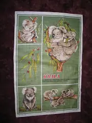 VTG Souvenir AUSTRALIA LINEN Towel~Koala Bears-NOS