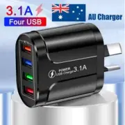Fast Charger Plug Mobile Phone Charger 3.1A Multiple Ports USB Australian