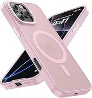 Moupiro for iPhone 16 Pro Case with 2X Screen Protectors [Compatible with MagSafe] Military Grade Drop Protection Skin Feeling Shockproof Slim Fit iPhone 16 Pro Phone Case 6.3 inch,Light Pink