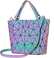 [DIOMO] Geometric Luminous Purses and Handbags Holographic Tote Luminesk Purse Reflective Shoulder Bag