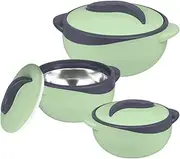 Pinnacle Insulated Casserole Dish with Lid 3 pc. Set 2.6/1.5/1 qt. Hot Pot Food Warmer/Cooler –Thermal Soup/Salad Serving Bowl- Stainless Steel Hot Food Container–Best Gift Set for Moms –Holidays