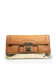 Brown Leather Gold Hardware Clutch