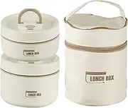Uandhome Insulated Bento Box with Bag, Stainless Steel Microwave Lunch Box Food Containers, Portable Stackable Thermal Keep Warm Lunch Container for Adult Kids Men Women (420ml*1+550ml*1)