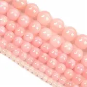 [Hamthuit] Natural Stone Beads Light Pink Jade Round Loose Beads for Jewelry Making DIY Bracelets Accessories