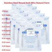 10Pack Dental Ortho Alambres redondo de acero inoxidable arco natural 12-20