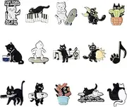 [HFYZZ] 15 Pcs Cat Enamel Pins Cute Cat Backpack Brooch Pins Novelty Cartoon Lapel Enamel Pin Badges for Clothing Bags Lapel Jackets Hats DIY Accessories