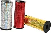 PERSELOSO 3 Rolls Metallic Balloon Ribbon Shiny Curling String for Present Wrapping Yards Each Silver Red for Crafts DIY Projects Party Decorations and Weddings