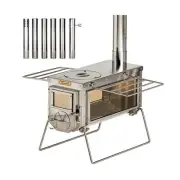 XCMAN Camping Tent Wood Stove with 6 Section Chimney Pipes,Three-View Windows...