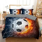 Soccer Football Quilt Doona Duvet Cover Set Single Double Queen King Size Available Single, 1 Pillow Case