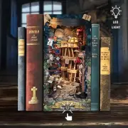 DIY Magic Night Alley Book Nook Insert Kit - Wooden Miniature Bookshelf Decor