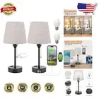 Compact Dimmable Bedside Lamps Set with USB Ports - Perfect for Small Spaces