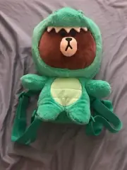 Line Friends Brown Dino Plush Backpack New Without Tag