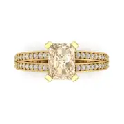 2.45Ct Emerald Cut Natural Morganite Gold Engagement Promise Statement Ring