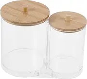 Makeup Box with Double Holes Acrylic Cotton Storage Portable Swab Organizer Desktop Beauty Organizer Easy to Refill
