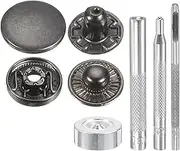 uxcell 24Set Leather Snaps Fasteners Kit 20mm Dia Brass Press-Stud Cap Button 2.76" Length Metal Snap Buttons with 4 Install Tools for Coat Bag Leather Marine Boat Canvas, Gun