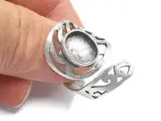 Wrap Silver Ring Blank Base Bezel Settings Cabochon Base Mountings Adjustable