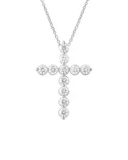 Silver 1.00 ct. tw. Lab-Grown Diamond Cross Pendant