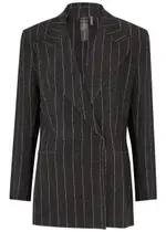 Norma Kamali Striped Stretch-jersey Blazer - Black - S (UK8-10 / S) S (UK8-10 / S)