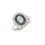Sterling Silver Blue u0026 White Diamond Oval Ring