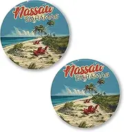 [No Thorns Media] Nassau Bahamas 2 Pack Pinback Buttons 2.25" Fun Pins for Clothes, Backpacks, Hats, and Jackets - Cartoon, Retro, and Punk Style Lapel Badges, Slogans, and Party Pins ID45000, Metal, no gemstone