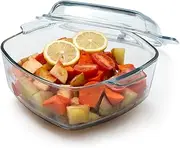 [NUTRIUPS] 2.5L Glass Casserole with Glass Lid Square Casserole Dish for Oven Glass Microwavable Bowl With Lid