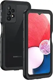 [Lanhiem] for Samsung A13 Case, Galaxy A13 4G Waterproof Case with Built-in Screen Protector, Full Body Heavy Duty Shockproof Dustproof Protective Clear Cover for Galaxy A13 - Black