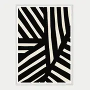 Galrie Striking Bold Black and White Abstract Art Print for Modern Decor, White Frame, A0 84 x 119cm (33 x 47inch)
