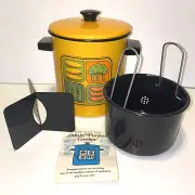 Vintage Multi-Purpose 4 Qt Cooker Yellow Orange Green by US Stamping Retro MCM