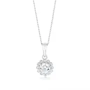 Sterling Silver Cubic Zirconia Halo Pendant And Stud Earrings Set