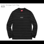 【紐約范特西】現貨 2017 SUPREME LOGO STRIPE L/S TOP FW17KN16 黑色條紋長袖T